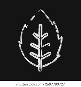 Icon mint. Plant leaves elements. Icon in chalk style.