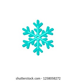 Icon of minty green snowflake on white background, simple vector drawing of winter holiday element, isolated. Illustration of snowflake for postcards, logos and banners. Traditional celebratory decor