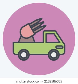 Icon Missile Truck. suitable for Education symbol. color mate style. simple design editable. design template vector. simple illustration