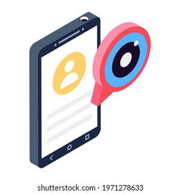 Icon of mobile account in isometric design 