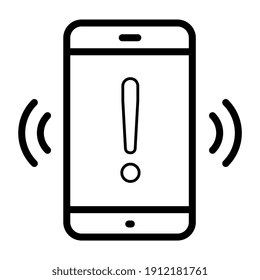 Icono de alerta móvil, diseño lineal