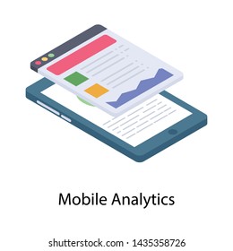 
Icon of mobile analytics isometric design.

