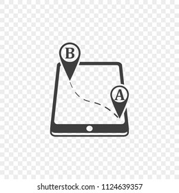 Icon of the mobile application for navigational services. Vector illustration on a transparent background.