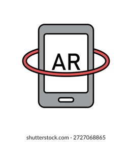 Icono de un AR móvil, aislado contra un fondo limpio.