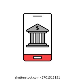 Icono de una banca móvil, aislado contra un fondo limpio.