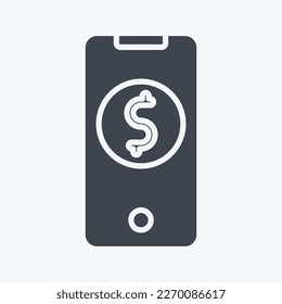 Icon Mobile Banking. related to Contactless symbol. glyph style. simple design editable. simple illustration