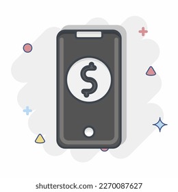 Icon Mobile Banking. related to Contactless symbol. Comic Style. simple design editable. simple illustration