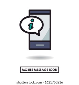 Icon of a mobile with chat conversation. Information mobile message. Editable vector.