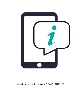 Icon of a mobile with chat conversation. Information mobile message. Editable vector.
