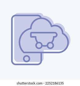 Icon Mobile Commerce. related to Online Store symbol. two tone style. simple illustration. shop