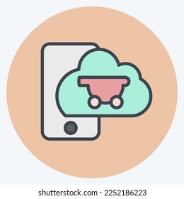 Icon Mobile Commerce. related to Online Store symbol. color mate style. simple illustration. shop