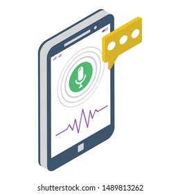 Icon of mobile communication isometric design.