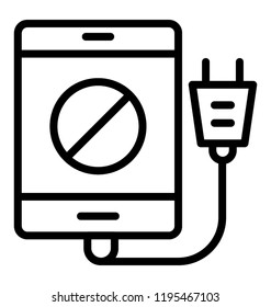 Icon of a mobile having a wire with it depicting mobile charger
