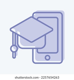 Icon Mobile Learning. related to Education symbol. two tone style. simple design editable. simple illustration