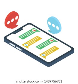 Icon of mobile messaging isometric design.