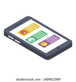 Icon of mobile messaging isometric design.