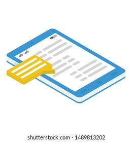 Icon of mobile messaging isometric design.
