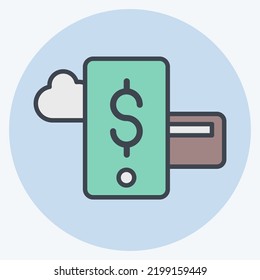 Icon Mobile Payment. suitable for education symbol. color mate style. simple design editable. design template vector. simple illustration