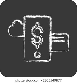 Icon Mobile Payment. suitable for education symbol. chalk Style. simple design editable vector