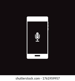 Icon of a mobile phone with audio recording mode.
