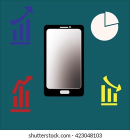 Icon mobile phone and graph