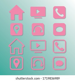 icon for mobile phone home, video, message, map, music