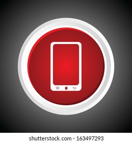 Icon of Mobile Phone (Smart Phone) On Button with Black Background. Eps-10