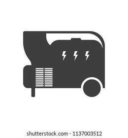 Icon of mobile power station on wheels. Vector on white background