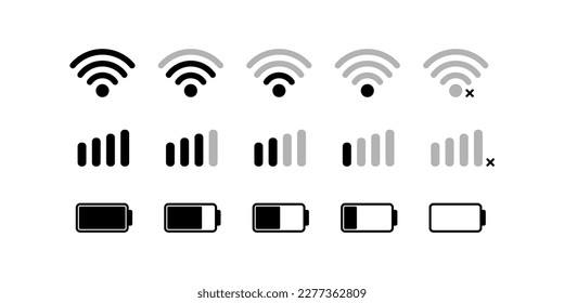 Icon Mobile System pack. Wifi signal level, Mobile Network, Battery Indicator