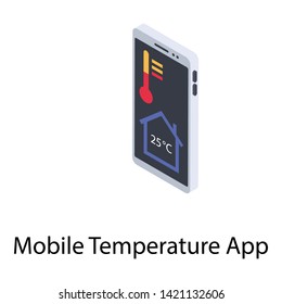 Icon of mobile temp app isometric design.