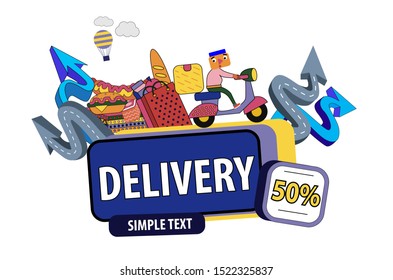 Icon of modern design for delivery website with cartoon characters. Vector