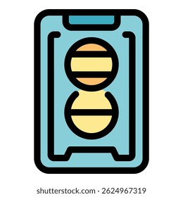 Icono de una moderna interfaz de máquina de café de doble cápsula que muestra dos cápsulas listas para la elaboración de la cerveza