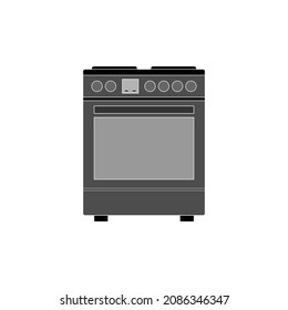 Icono de una estufa eléctrica moderna en un diseño plano sobre un fondo blanco. Imagen vectorial.