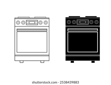 Icon of a modern electric stove in a flat design fill and stoke on a white background. Vector image	