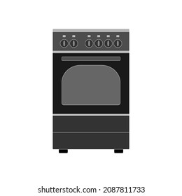 The icon of a modern gas stove in a flat design with an electric oven on a white background. Vector image.