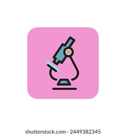 Icono del microscopio óptico moderno. Descubrimiento, ciencia, equipo, estudio. Concepto de laboratorio. Puede ser utilizado para temas como investigación, biotecnología, química