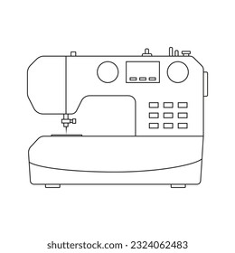 The icon of a modern sewing machine for sewing clothes on a white background. Vector image.