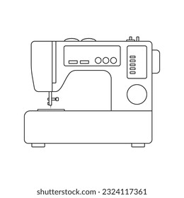 The icon of a modern sewing machine for sewing clothes on a white background. Vector image.