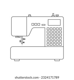 The icon of a modern sewing machine for sewing clothes on a white background. Vector image.