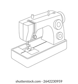 The icon of a modern sewing machine for sewing clothes on a white background. Vector image.