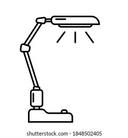 Icono de una lámpara de mesa moderna aislada en un fondo blanco. Dispositivo de iluminación residencial.