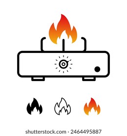 Icon of a modern traditional stove in a flat design stoke on a white background. Vector image