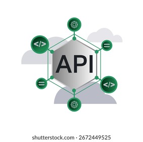 
Symbol im modernen Vektorstil zum Thema API-Zugriff.