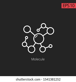 Icon molecule template design vector. Thin line white with black background.