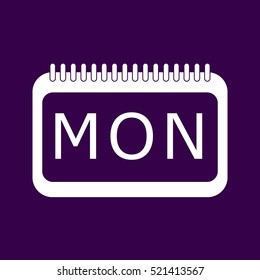 Icon monday on spiral block at violet background