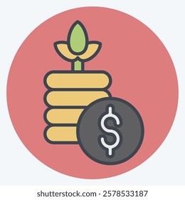 Icon Money 2. related to Retirement symbol. color mate style. design editable