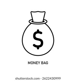 Icon a money bag, isolated against a clean background.