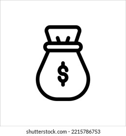 Icon Money Bag, Outline, Flat Icon Logo Illustration Vector Isolated. Suitable For Web Design, Logo, App.