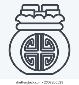 Icon Money Bag. related to Chinese New Year symbol. line style. simple design editable