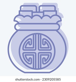 Icon Money Bag. related to Chinese New Year symbol. two tone style. simple design editable